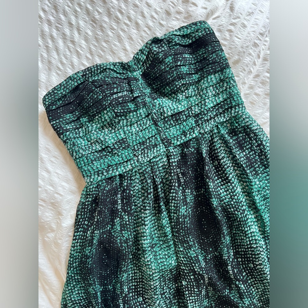 Anthropologie Moulinette Soeurs Vernalis green maxi dress strapless snakeskin 4P - Picture 11 of 16